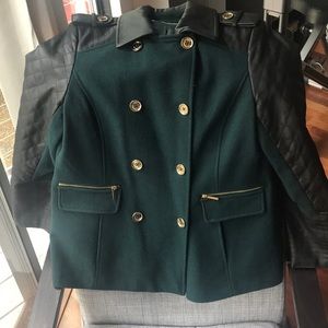 Michael Kors pea coat with faux leather accents
